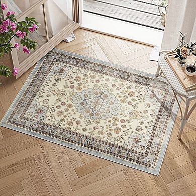 Large Area Rugs Living Room with Non-Slip Backing Stain-Resistant Low Pile Persia - Elegant graceful