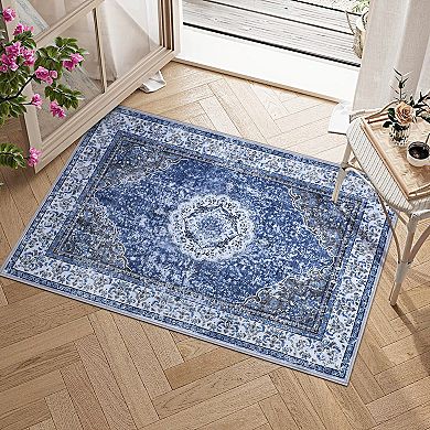 Large Area Rugs Living Room with Non-Slip Backing Stain-Resistant Low Pile Farmhouse Rug Persia-Edge