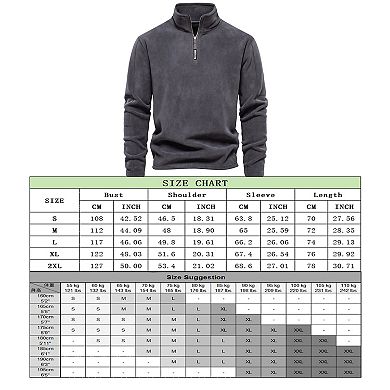 Men's Standing Neck Half Zip Fleece Sweater Pullover Slim Fit Quarter Zipper Long Sleeve Sweatshirt