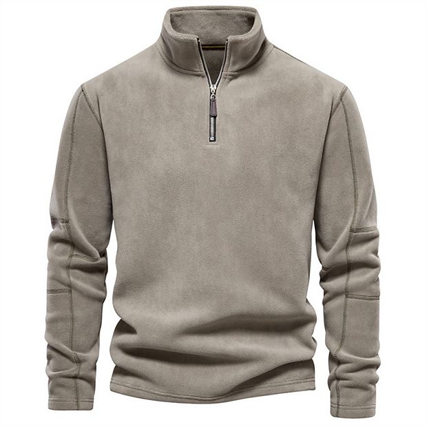 Men's Standing Neck Half Zip Fleece Sweater Pullover Slim Fit