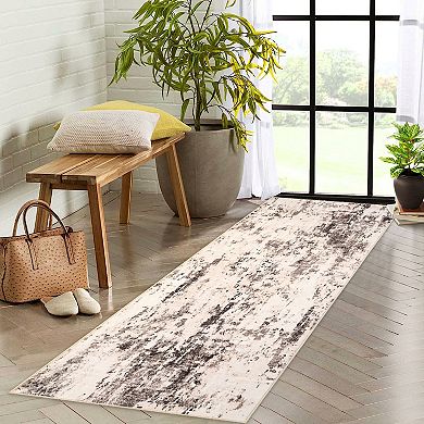 Large Area Rugs Living Room with Non-Slip Backing Stain-Resistant Low Pile Abstract Moving Clouds