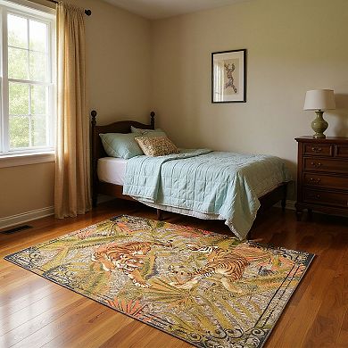 Living room Rug Animal Pattern Area Rug Non Slip Low Pile Tiger Printed Carpet