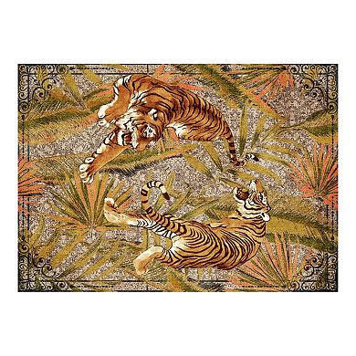 Living room Rug Animal Pattern Area Rug Non Slip Low Pile Tiger Printed Carpet