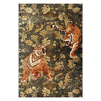 Living room Rug Animal Pattern Area Rug Non Slip Low Pile Tiger Printed Carpet