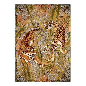 Living room Rug Animal Pattern Area Rug Non Slip Low Pile Tiger Printed Carpet
