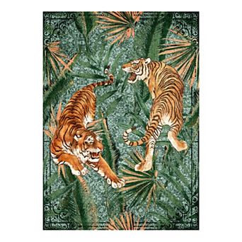 Living room Rug Animal Pattern Area Rug Non Slip Low Pile Tiger Printed Carpet