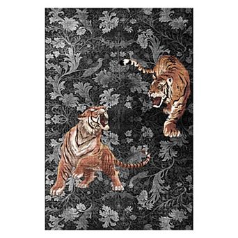 Living room Rug Animal Pattern Area Rug Non Slip Low Pile Tiger Printed Carpet