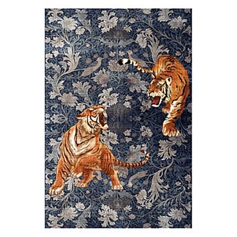 Living room Rug Animal Pattern Area Rug Non Slip Low Pile Tiger Printed Carpet