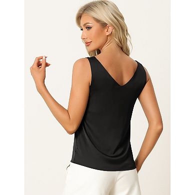 2Pcs Women's Satin Tank Tops Silky Casual Basic V Neck Sleeveless Camisole
