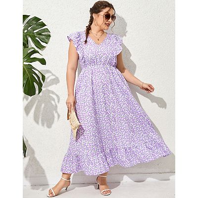 beach summer dresses plus size Retro Floral Printing Summer Beach Dress Lightweight Soft Cotton Maxi Dress  Loose Oversized Plus Size Dress Plus Size Clothing Style 003P