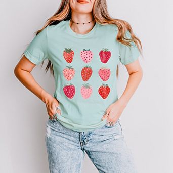 Simply Sage Market Strawberry Watercolor Chart Short Sleeve Tee