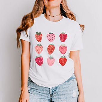 Simply Sage Market Strawberry Watercolor Chart Short Sleeve Tee