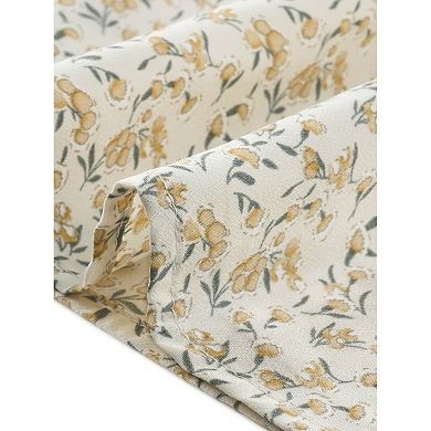 Women's Boho Dresses V Neck Long Sleeve Flowy Swing Casual Floral Midi Dress with Pockets