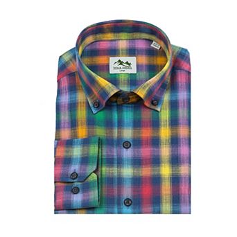 Wear Sierra Top Shelf Cotton Long Sleeve Button Down Shirts in Colorful Navy Madras