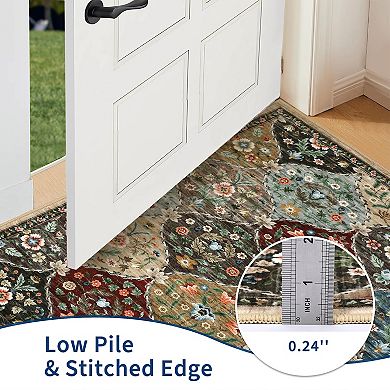 Garvee Floral Area Rug Ultra Thin Washable & Pet-Friendly Carpet for Living Room Bedroom Kitchen