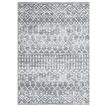 Garvee Boho Line Grid Machine Washable Area Rug Low Pile Non Slip Stain Resistant for Bedroom