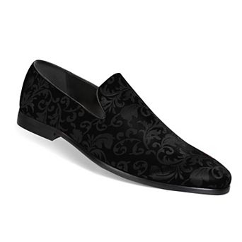 Men's Vintage Fashion Floral Satin Slip-On Loafer Formal Dress Shoes