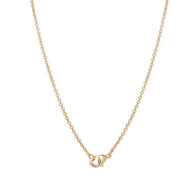 Sanrio Hello Kitty 18k Gold Plated Clear Crystal Open Heart Pendant Necklace