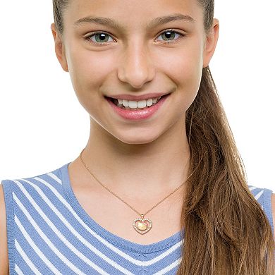 Sanrio Hello Kitty 18k Gold Plated Clear Crystal Open Heart Pendant Necklace