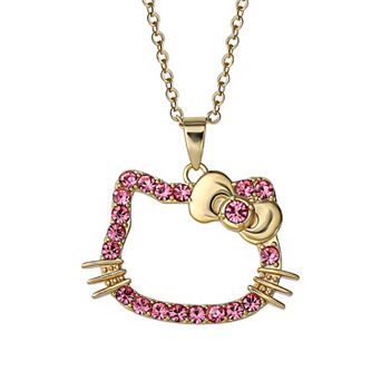 Sanrio Hello Kitty 18k Gold Plated Hello Kitty Crystal Pendant Necklace