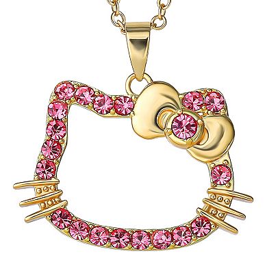 Sanrio Hello Kitty 18k Gold Plated Hello Kitty Crystal Pendant Necklace