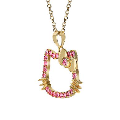 Sanrio Hello Kitty 18k Gold Plated Hello Kitty Crystal Pendant Necklace