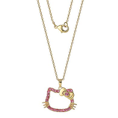 Sanrio Hello Kitty 18k Gold Plated Hello Kitty Crystal Pendant Necklace