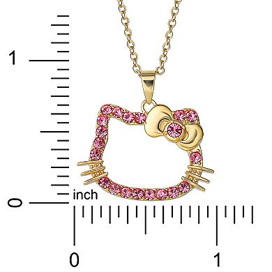 Sanrio Hello Kitty 18k Gold Plated Hello Kitty Crystal Pendant Necklace