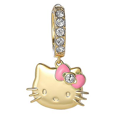 Sanrio Hello Kitty 18k Gold Plated Crystal & Bow Hoop Earrings