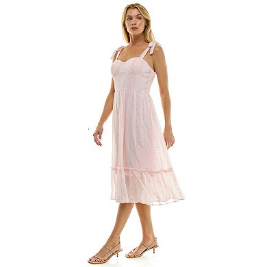 Juniors' Lily Rose Molded Cup Embroidered Midi Dress