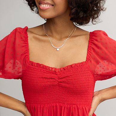 Juniors' Rewind Puff Sleeve Smocked Skater Dress