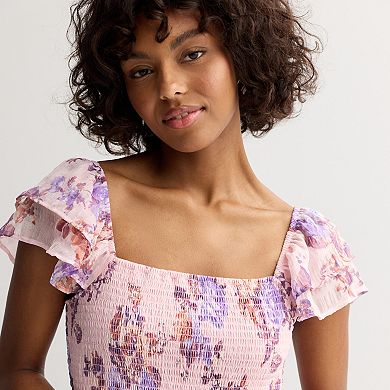 Juniors' Rewind Flutter Strap Hi-Low Dress