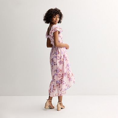 Juniors' Rewind Flutter Strap Hi-Low Dress