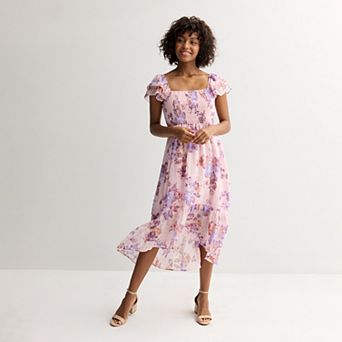 Juniors' Rewind Flutter Strap Hi-Low Dress