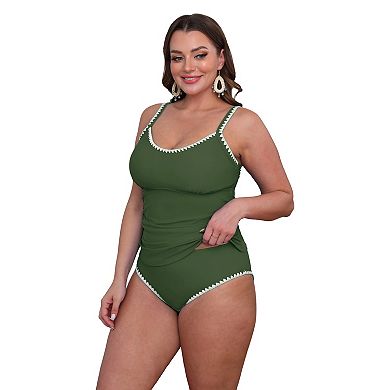 Women's Cupshe 2-pc. Ruching Sporty Tankini Set