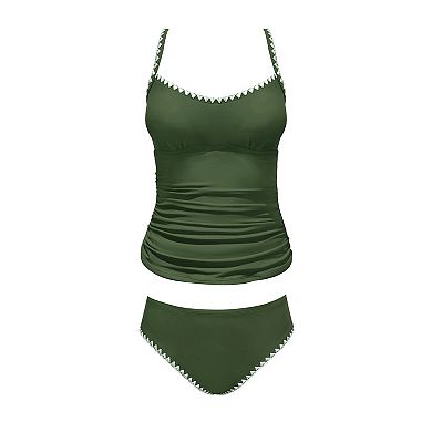 Women's Cupshe 2-pc. Ruching Sporty Tankini Set