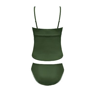 Women's Cupshe 2-pc. Ruching Sporty Tankini Set