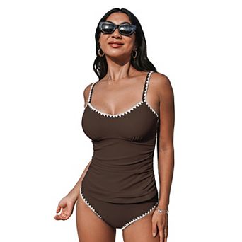 Women's Cupshe 2 pc Ruching Sporty Tankini Set