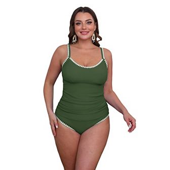 Women's Cupshe 2 pc Ruching Sporty Tankini Set