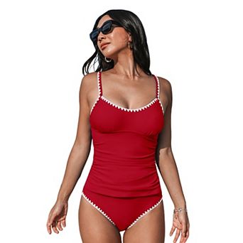 Women's Cupshe 2 pc Ruching Sporty Tankini Set