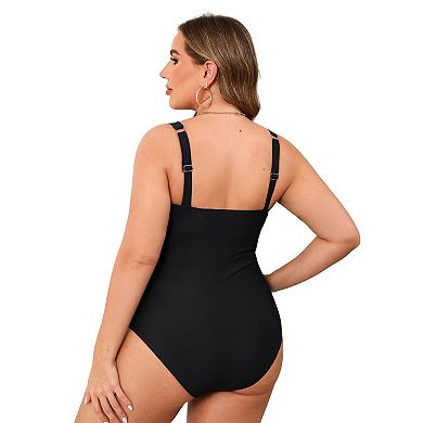 Plus Size Cupshe Underwire Monokini One-Piece Swimsuit