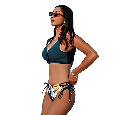 Women's Cupshe 2-pc. Wrap Floral Print Bikini Swim Top & Swim Bottoms Set