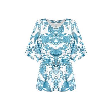 Women's Cupshe Tropical Floral Leaf Print Belted Romper