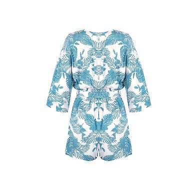 Women's Cupshe Tropical Floral Leaf Print Belted Romper