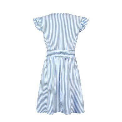Women's Cupshe Stripe Flutter Sleeve Smocked Midi Cover-Up Dress