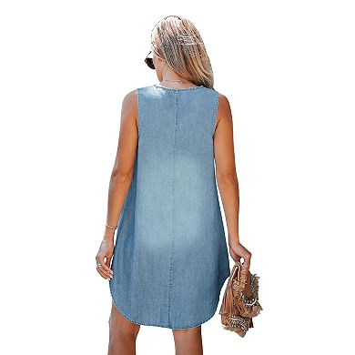 Women's Cupshe Denim Sleeveless Mini Cover-Up Dress
