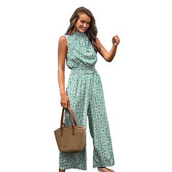 Women's Cupshe Ditsy Floral Sleeveless Smocked Cover-Up Jumpsuit