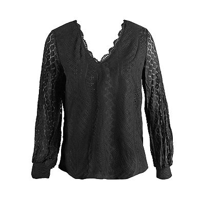 Women's Cupshe Scalloped Lace V-Neck Cover-Up Blouse