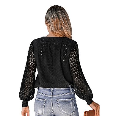 Women's Cupshe Scalloped Lace V-Neck Cover-Up Blouse