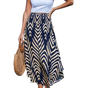Juniors' Cupshe Abstract Smocked Waist Midi Skirt